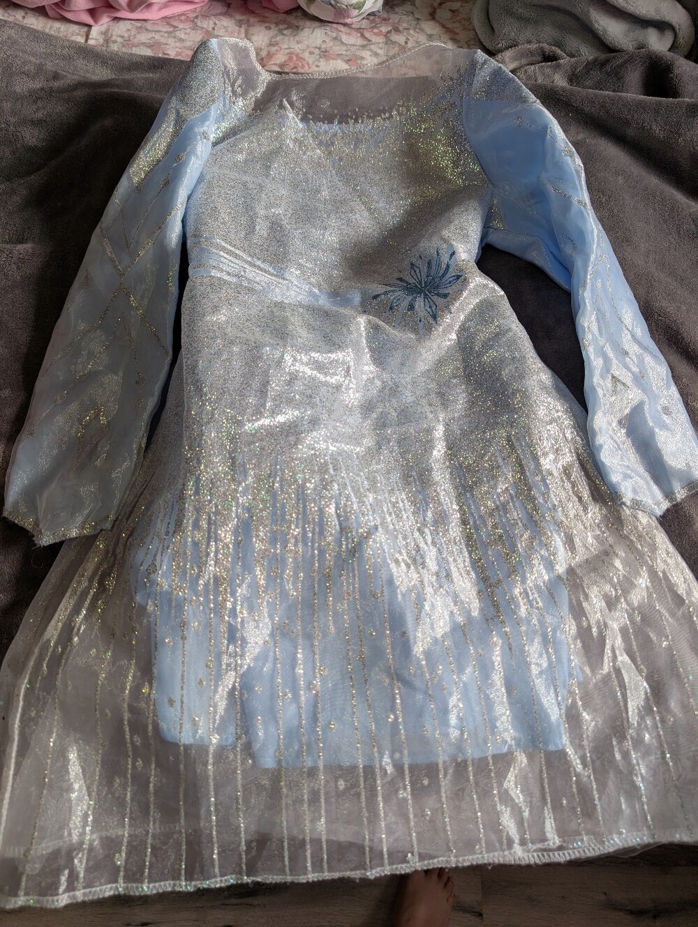 Frozen Light Blue Glitter Princess Dress with Snowflake Detail